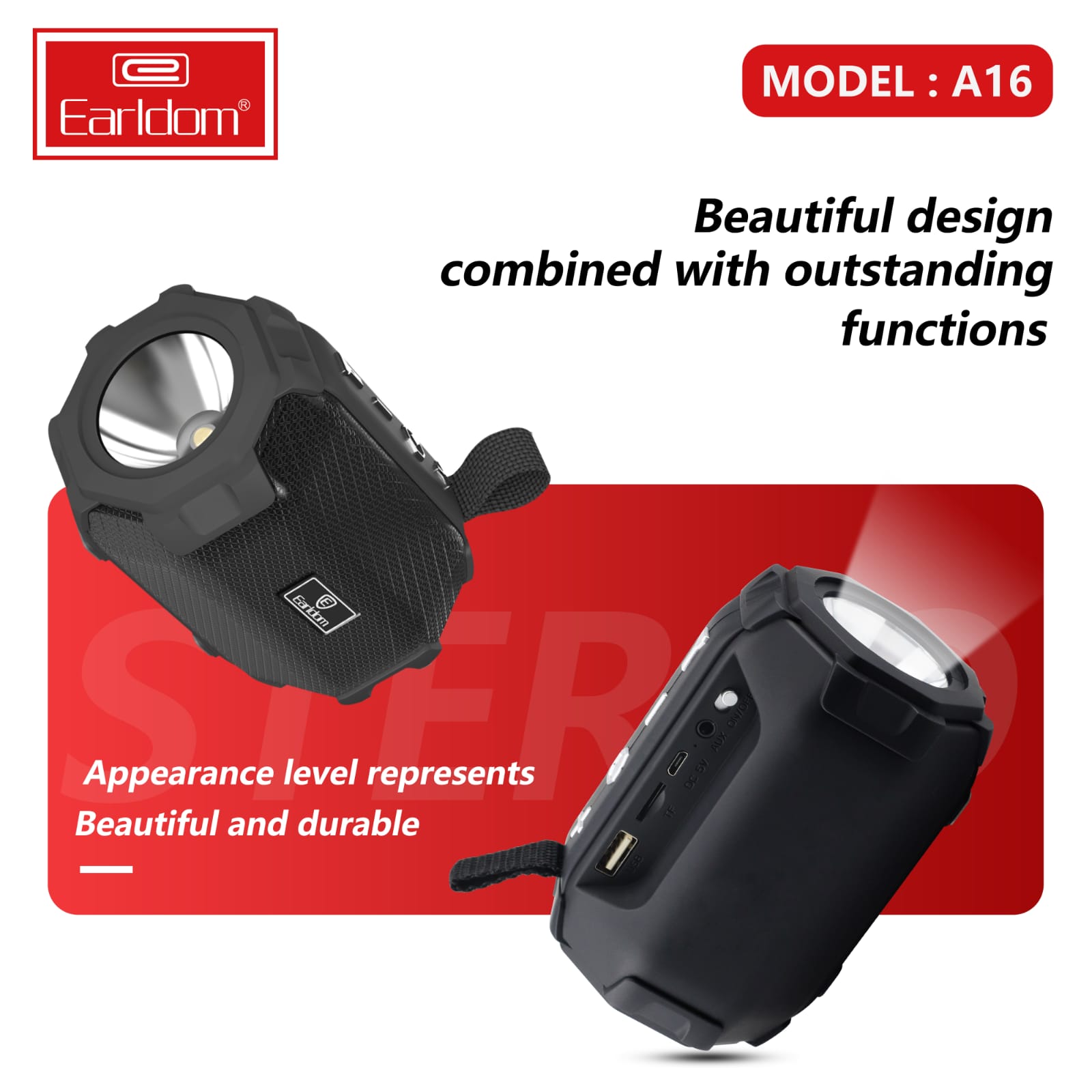 Altavoz inalámbrico Earldom ET-A16 con luz LED grande – Portátil - Imagen 2