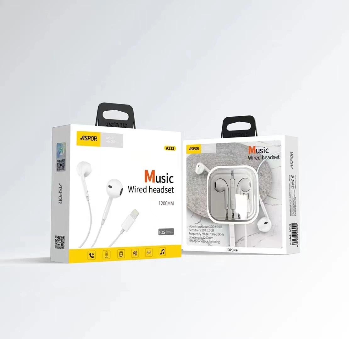 Aspor A213 Music Manos libres con cable para iPhone