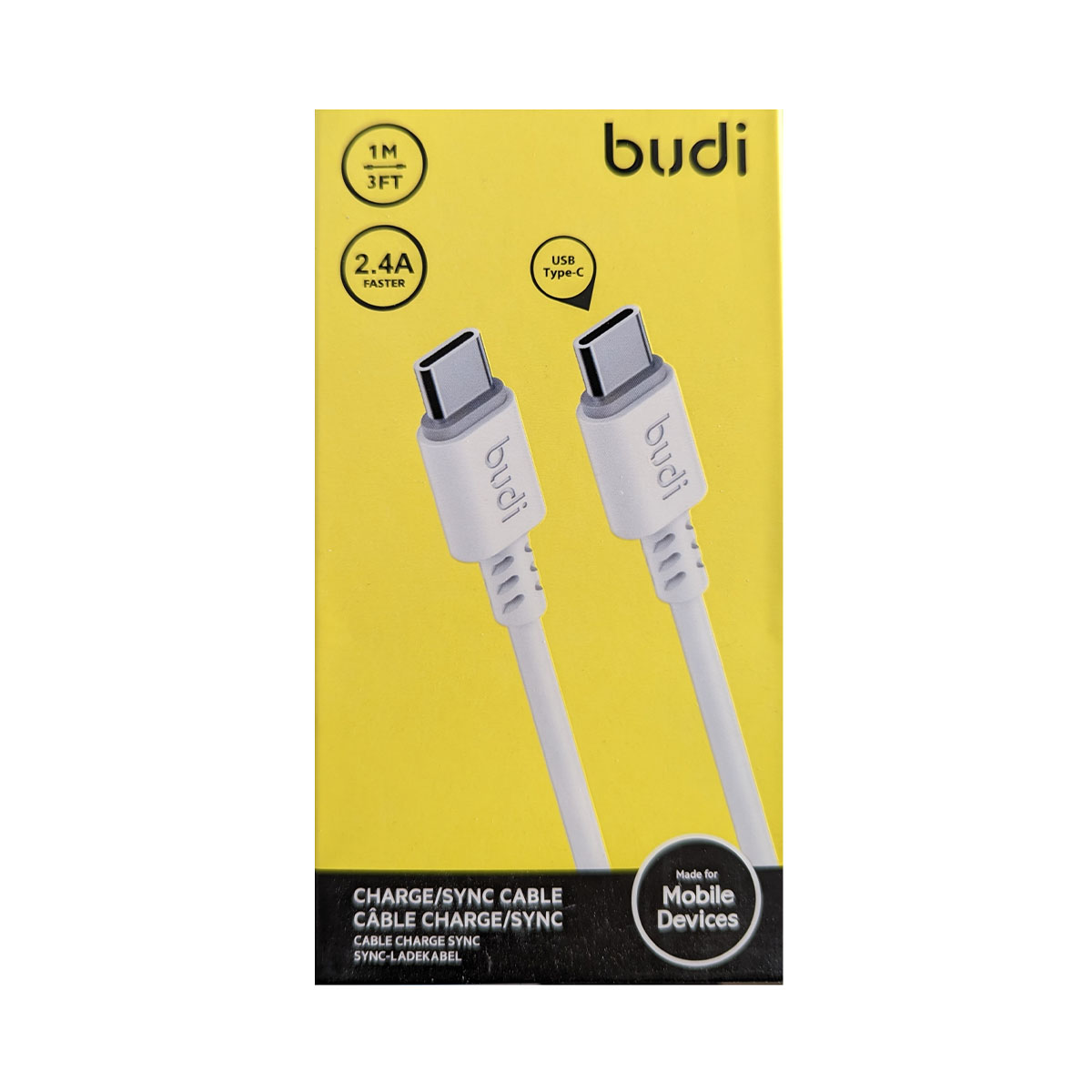Cable de carga rápida USB-C a USB-C de Budi