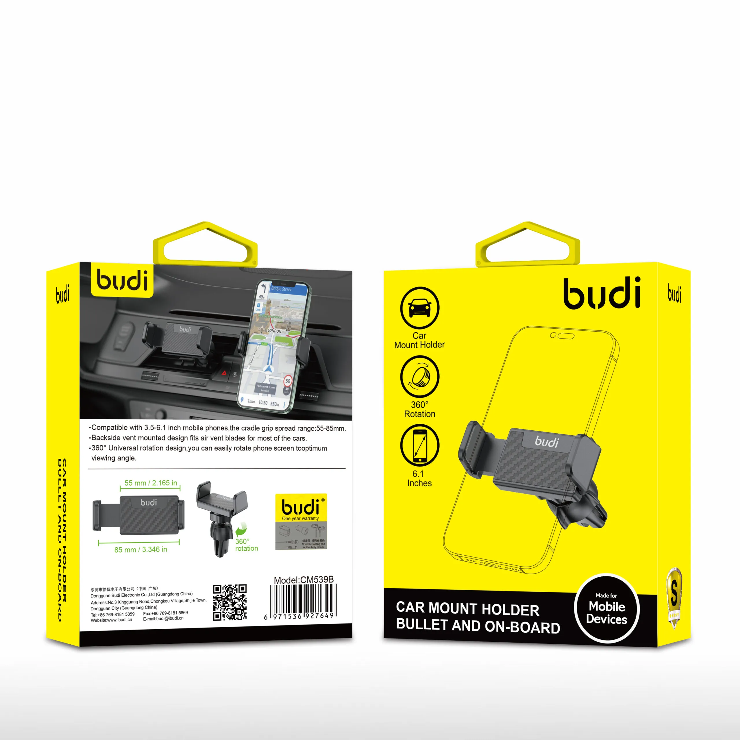 CM539B - Soporte para coche Budi tipo bala y para placa base