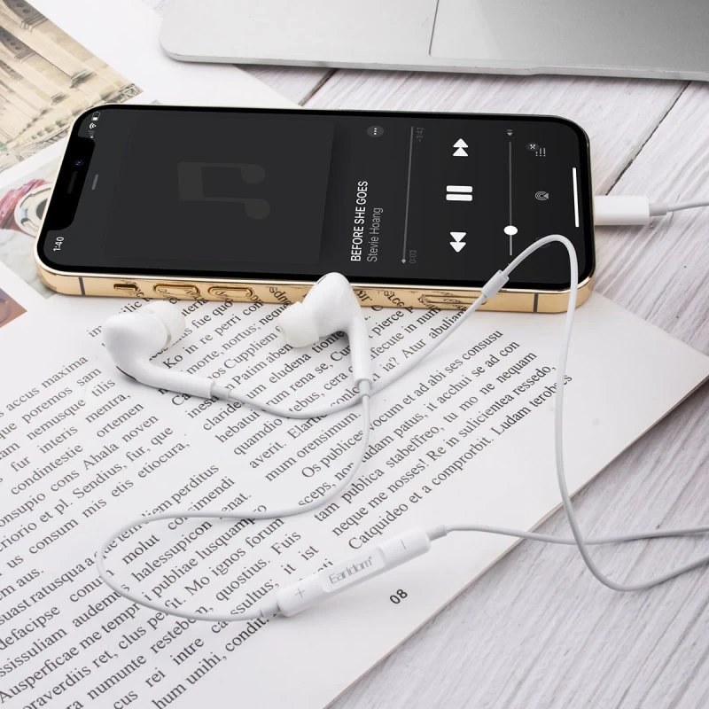 Auriculares con cable Earldom ET-E33 Lightning blancos - Imagen 2
