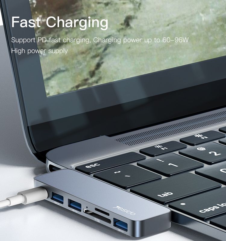 Yesido HB10 USB C Extender Type-C Hub Adapter - Imagen 8
