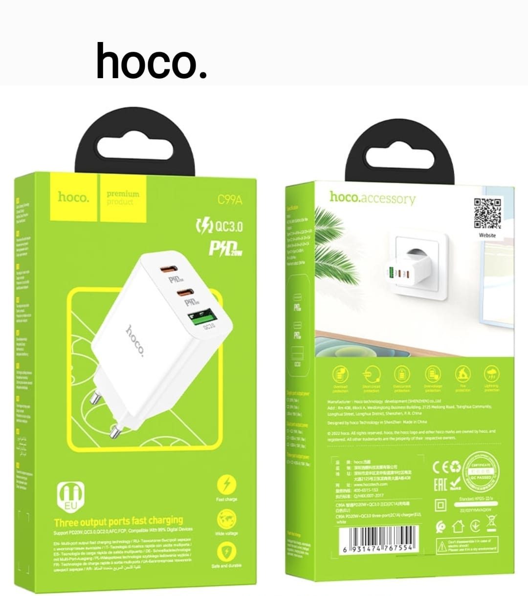 Hoco C99A PD20W + Adaptador UE QC3.0 - Imagen 2