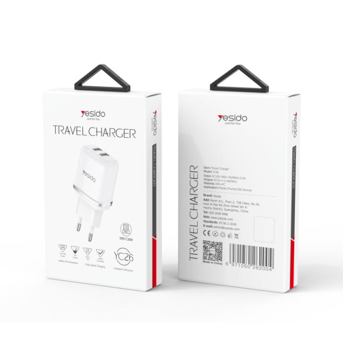 Yesido YC26 Portable Fast Charging Travel Wall Charger - Imagen 2